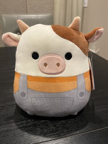 8” RONNIE the Cow Overalls Brown Yellow Bull Farmer Easter 2023 NWT Squishmallow
